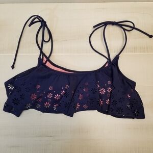 {M} PINK Victoria's Secret Bandeau Flounce String Bikini TOP ONLY